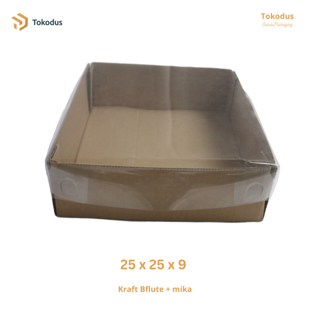 

Kardus kue 25 x 25 x 9 cm tebal plus Tutup Mika ( bisa custom )