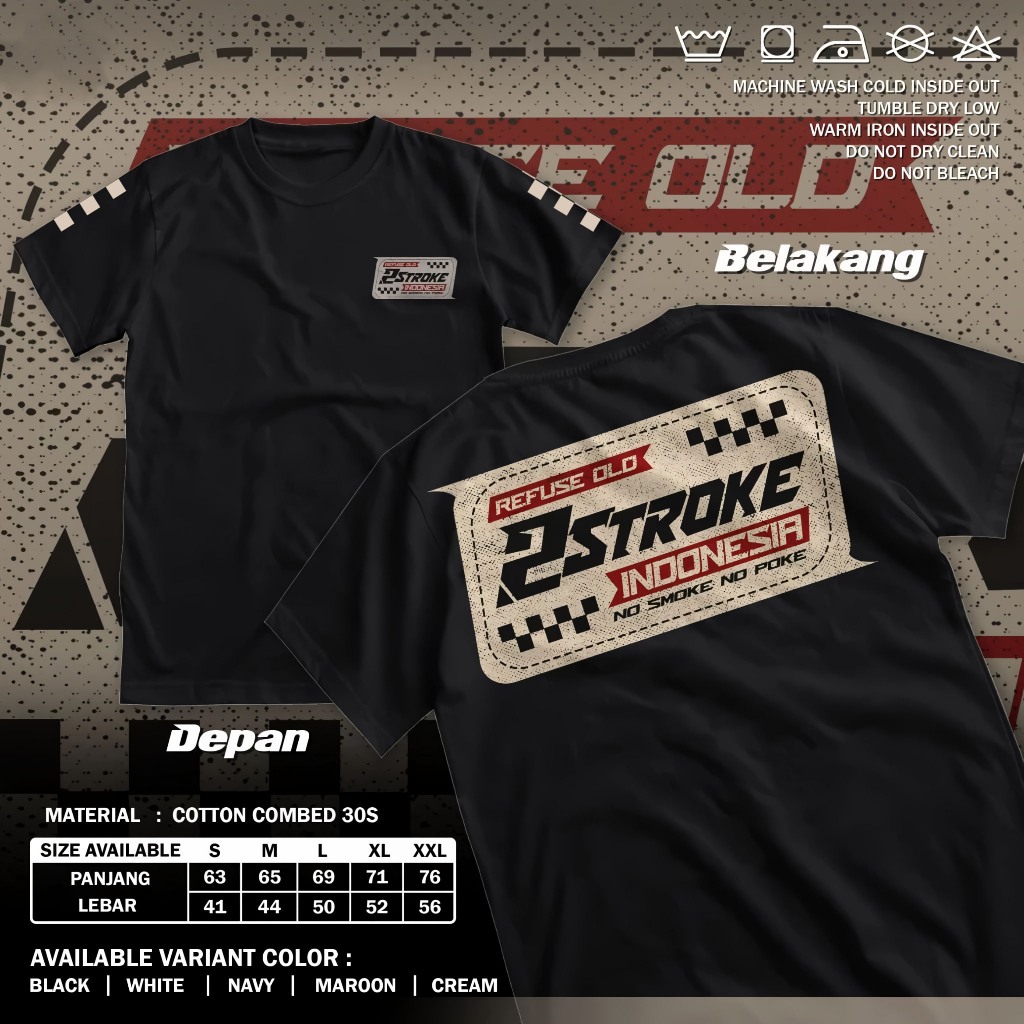 Kaos 2 tak 2 stroke Evilsmoke LOGO BOX fiz r ninja rx king - Hitam, M,L,XL,XXL
