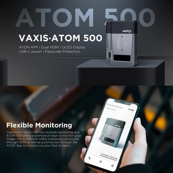Vaxis Atom 500 Transmitter Receiver HD 1080P  Metal Housing & WiFi 5Ghz dengan jangkauan 160meter