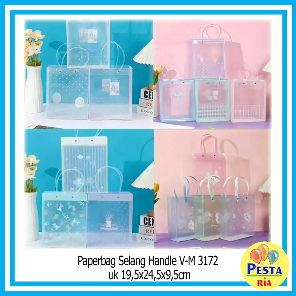 

Murah!! (1Pcs) Paperbag Transparan, tas serbaguna, tas kado, paperbag kado