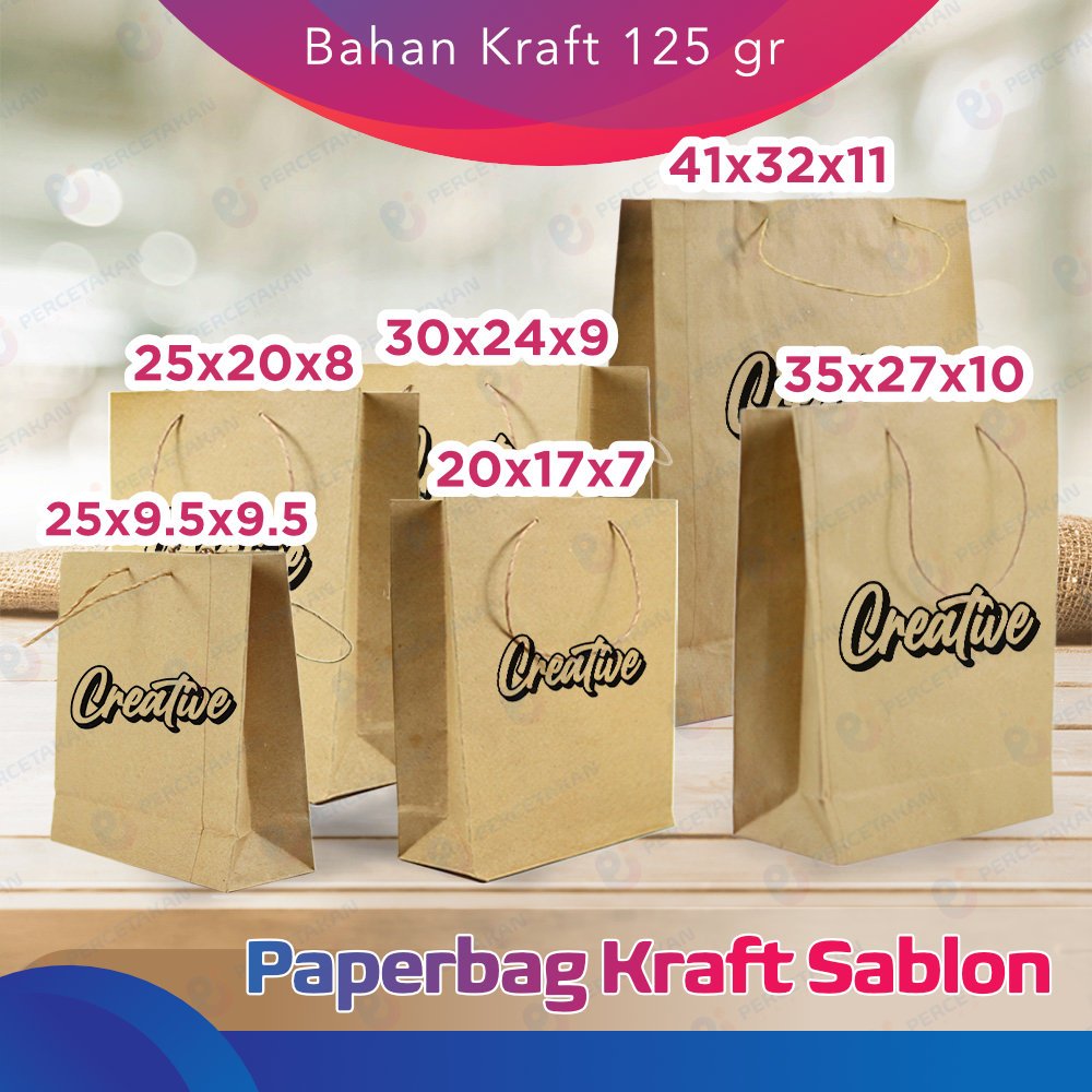 

Kantong Kertas Kraft sablon | Paper Bag tali cokelat custom sablon | Goodie Bag murah