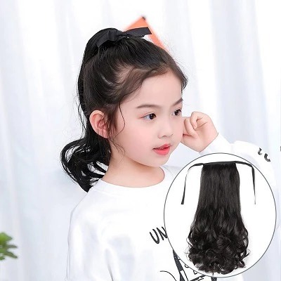 Pony tail anak kuncir ekor kuda Aksesoris Rambut rambut palsu curly