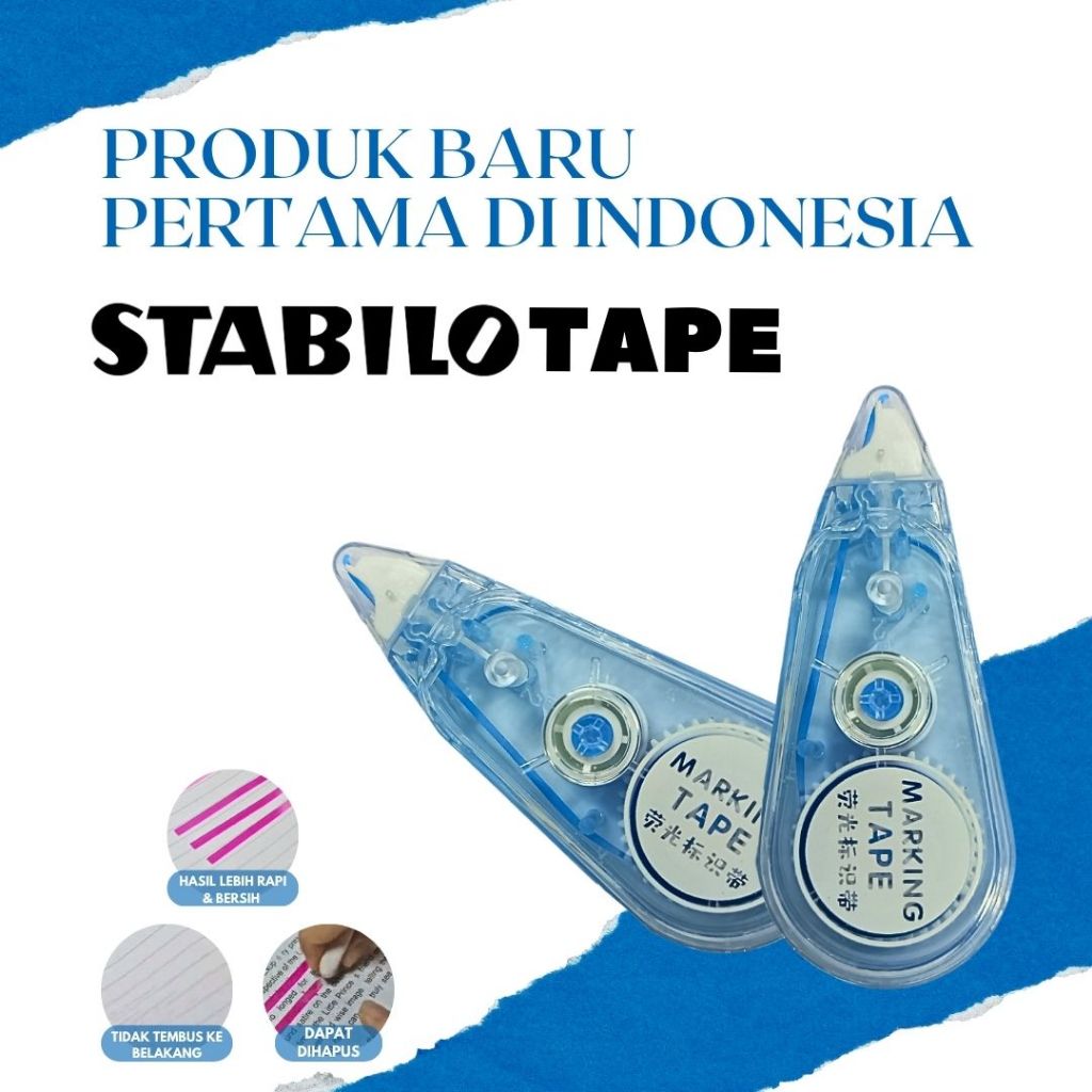 

Stabilo Pita Warna-Warni/Highlighter Tape 6 Warna/Pita Stabilo bisa dihapus