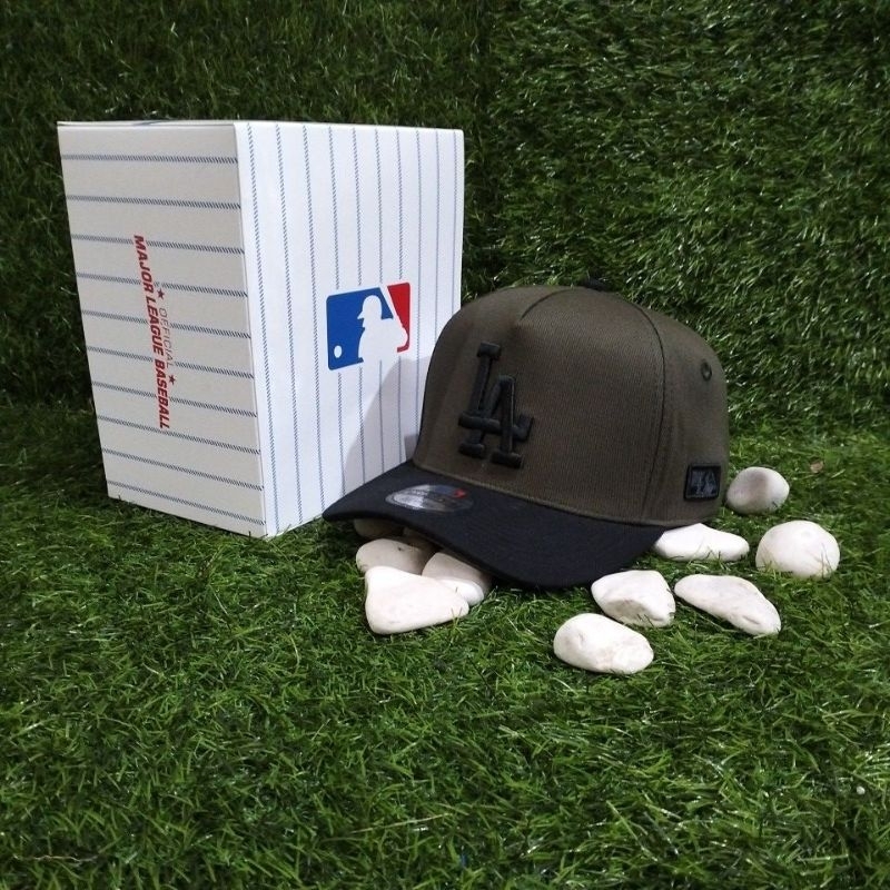 LA Hitam Hijau Army Visor Hitam Topi Baseball Pria wanita Full Tag MLB Topi Premium