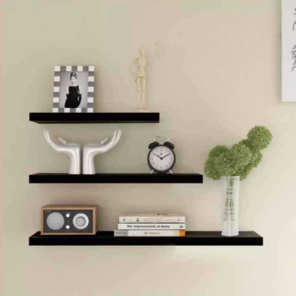 Rak Dinding Kayu Ambalan INFORMA 60x23.5x3.8cm Hitam Decorative Wall Shelf Rak Tembok Serbaguna bisa