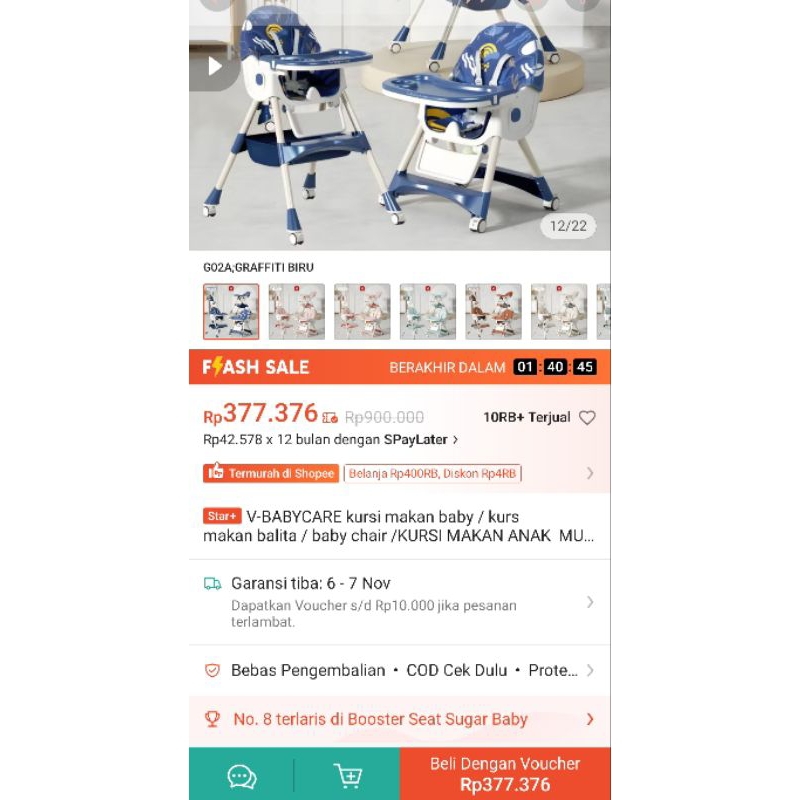 V Baby Care Kursi Makan Bayi