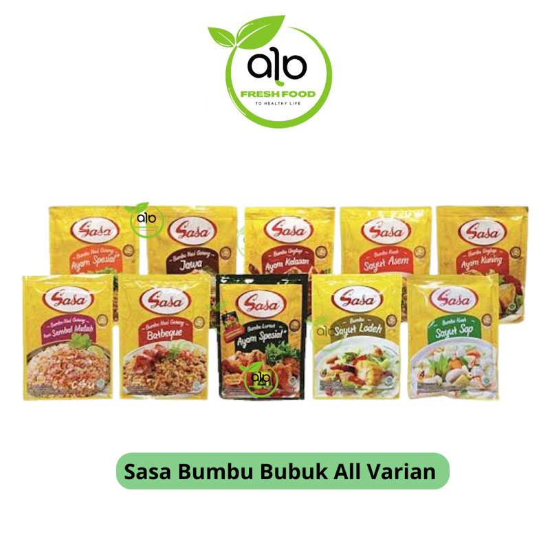 

Sasa Bumbu Nasi Goreng & Semua Bumbu Lainnya Varian ( Jawa / Ayam / Matah / BBQ ) Nasgor Bubuk - ALO Fresh Food