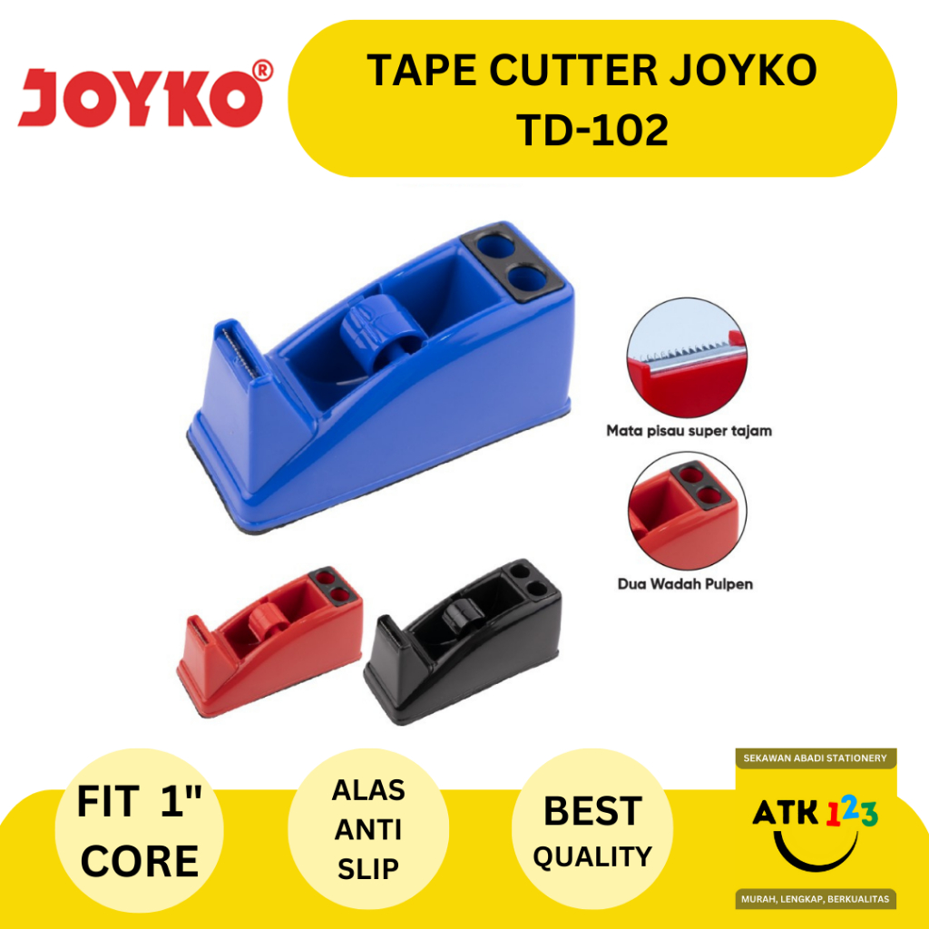 

Tape Dispenser / Tempat Cutter Isolasi Roll Kecil Merk Joyko TD-102