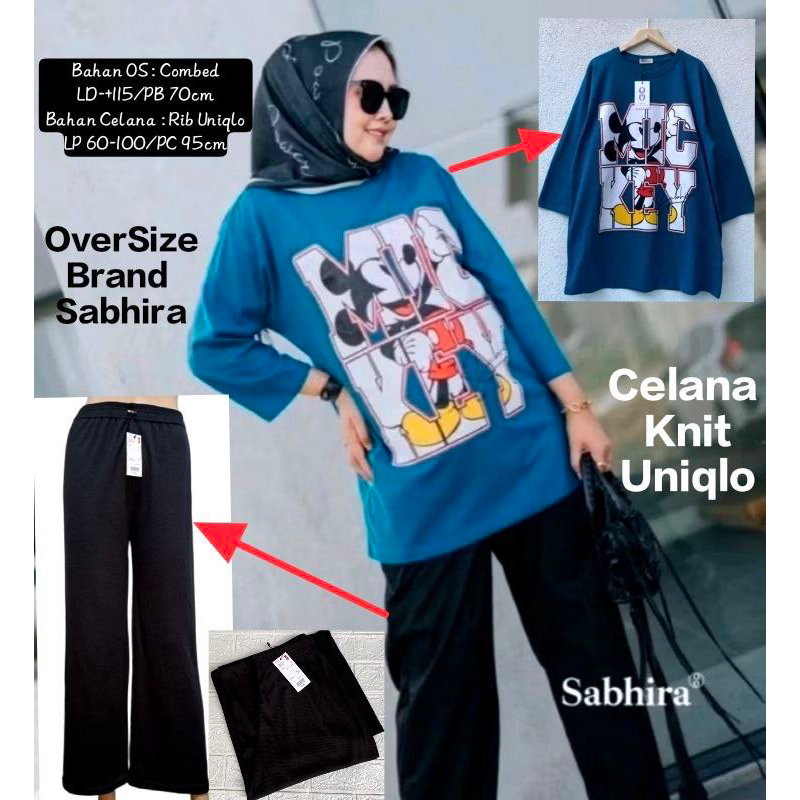SetCel❤️Setelan Celana Uniqlo Mickey By Sabhira (Baru)