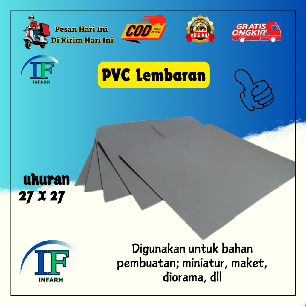 Pipa Lembaran Pvc Lembaran Pipa Paralon Lembaran Ukuran 27 x 27 cm tebal 1.67mm INNFARM