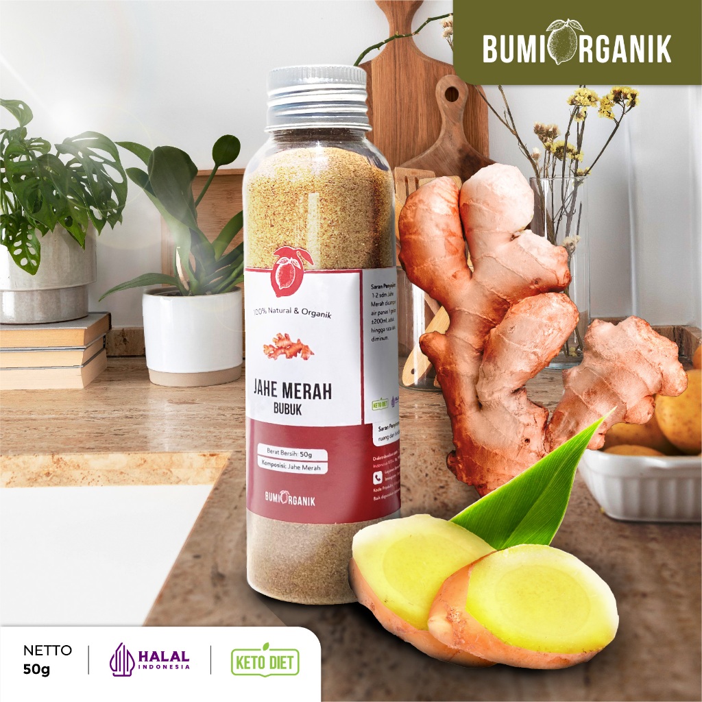 

JAHE BUBUK ASLI 100% TANPA CAMPURAN ORIGINAL 50G BUMI ORGANIK / JAHE MERAH BUBUK / BUBUK JAHE MERAH MURNI / WEDANG JAHE REMPAH ASLI / SERBUK JAHE MERAH ORIGINAL / JAHE MERAH INSTAN PURE RED GINGER POWDER / NUTRIFARM BEORGANIK DARI BUMI / SAFIYA / GALLEO