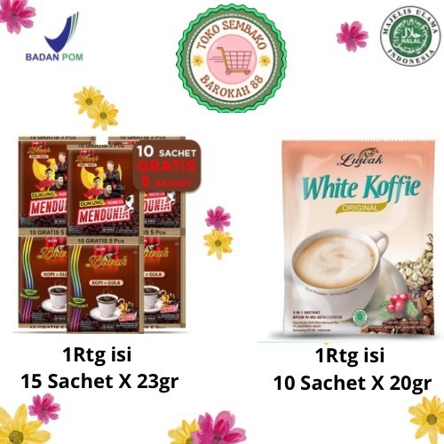 

Kopi Luwak White Coffee 10x20gr Kopi Luwak Hitam plus gula 15x23gr Renceng