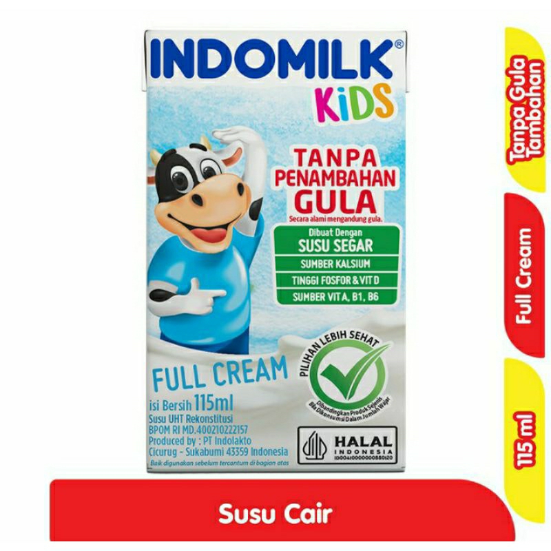 

INDOMILK Kids Susu UHT Full Cream Tanpa Tambahan Gula 115 ml