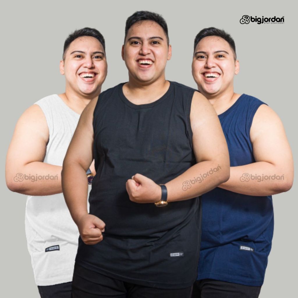 BIG JORDAN tanktop pria big size 2XL 3XL 4XL 5XL 6XL 7XL 8XL tenktop pria jumbo putih hitam biru nav