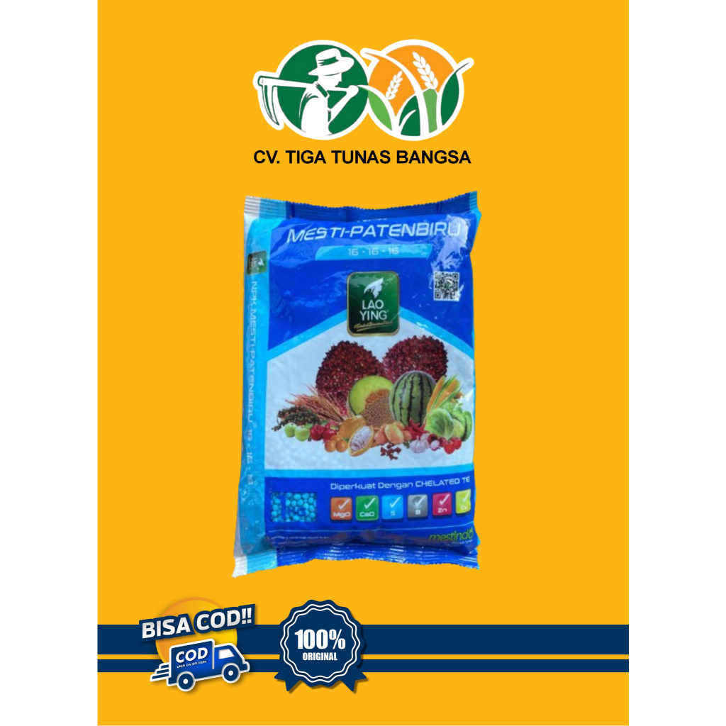 Pupuk NPK 16 16 16 Mesti Paten Biru Lao Ying 1 KG