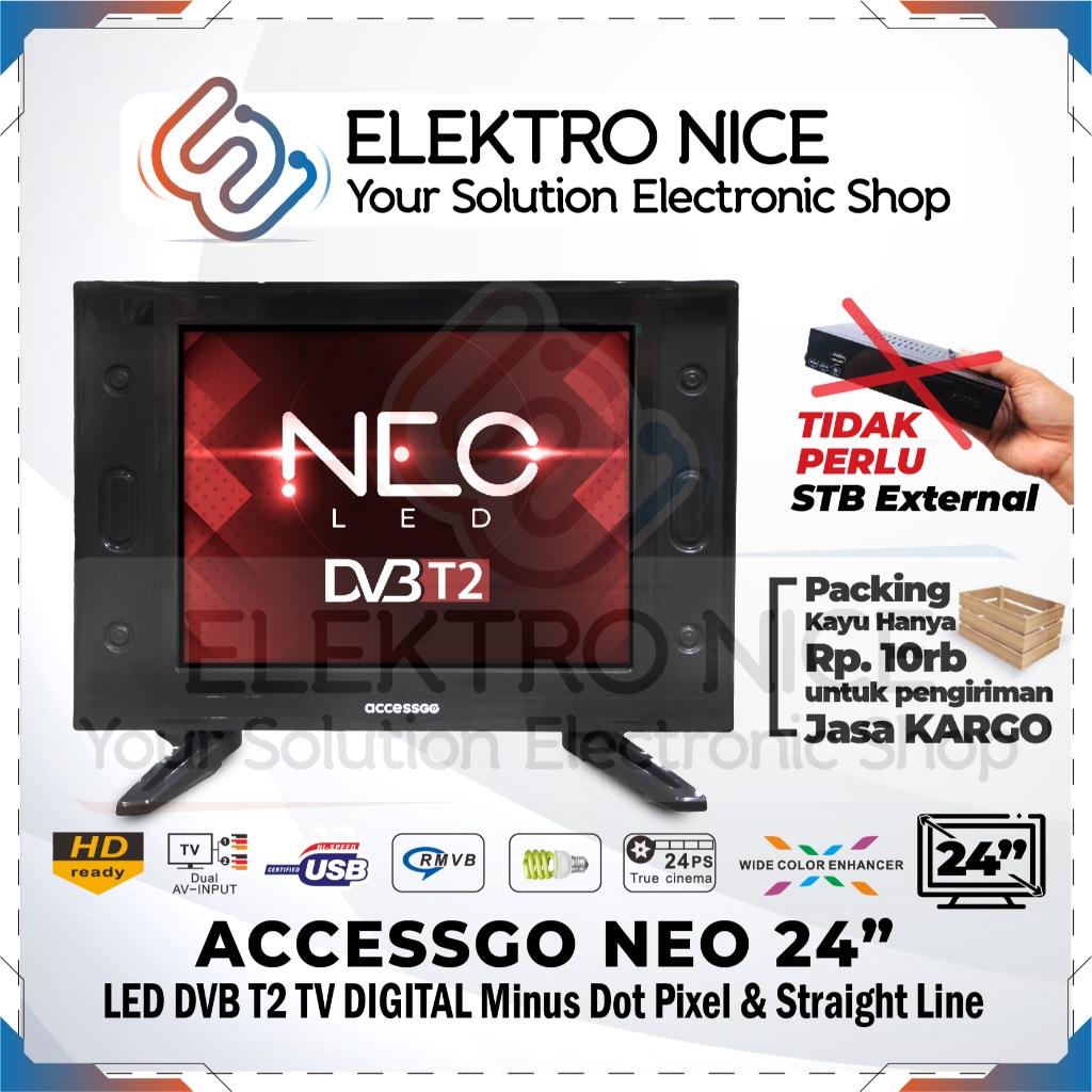 ACCESSGO TV LED 24inch Android 12 DVB T2 Smart TV DIGITAL BERGARANSI