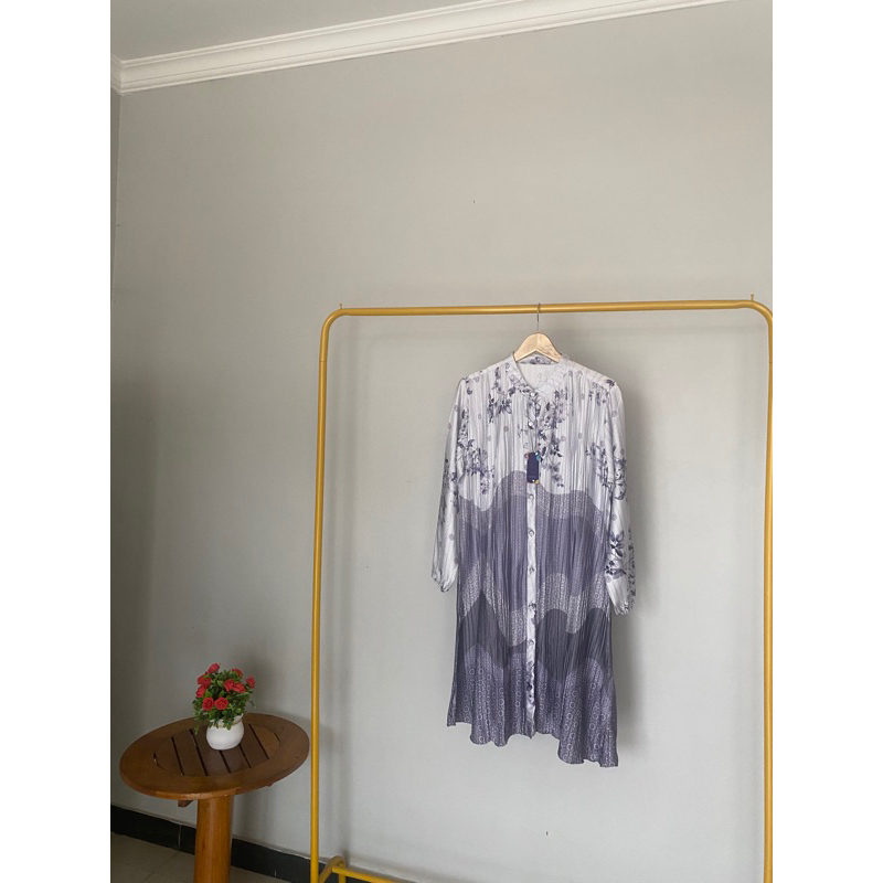 Tunik Plisket Motif Lilac