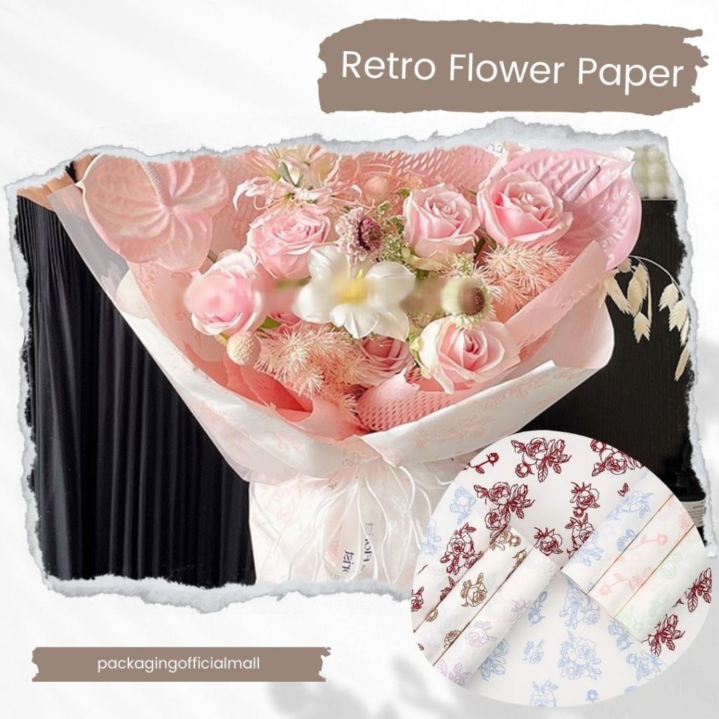 

RETRO FLOWER PAPER CELLOPHANE / FLORIST PAPER / KERTAS BUKET BUNGA / WRAPPING WRAPPER