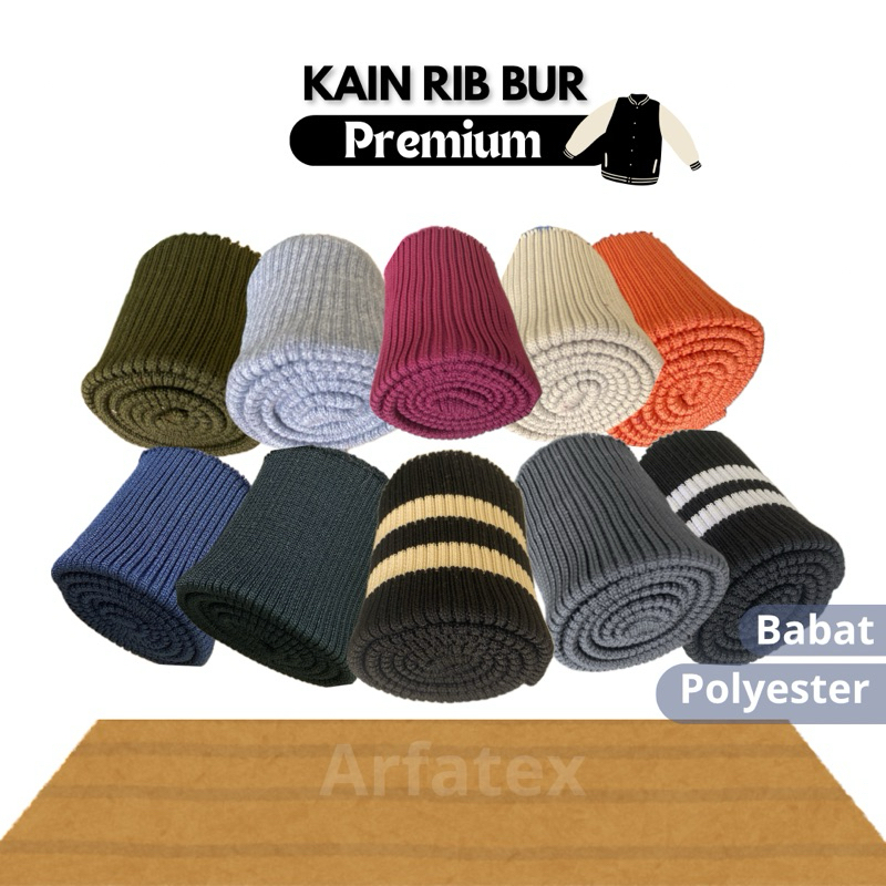 Kain rib bur babat rajut 2x2 untuk bomber premium warna lengkap tebal