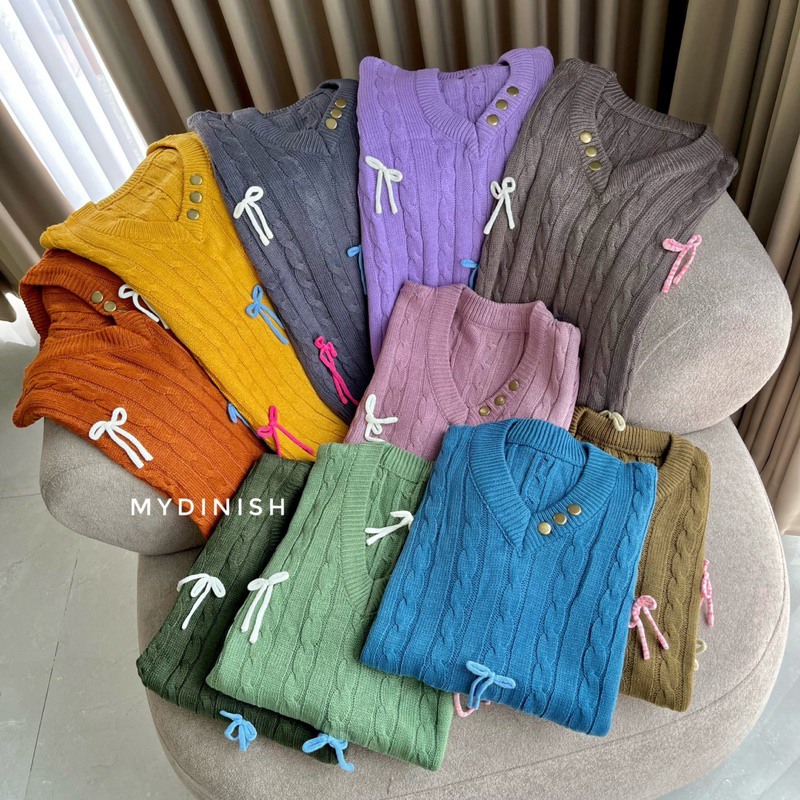 Fatwa Vest Pita - Rompi  Cable Wanita Korean Style Motif Pita