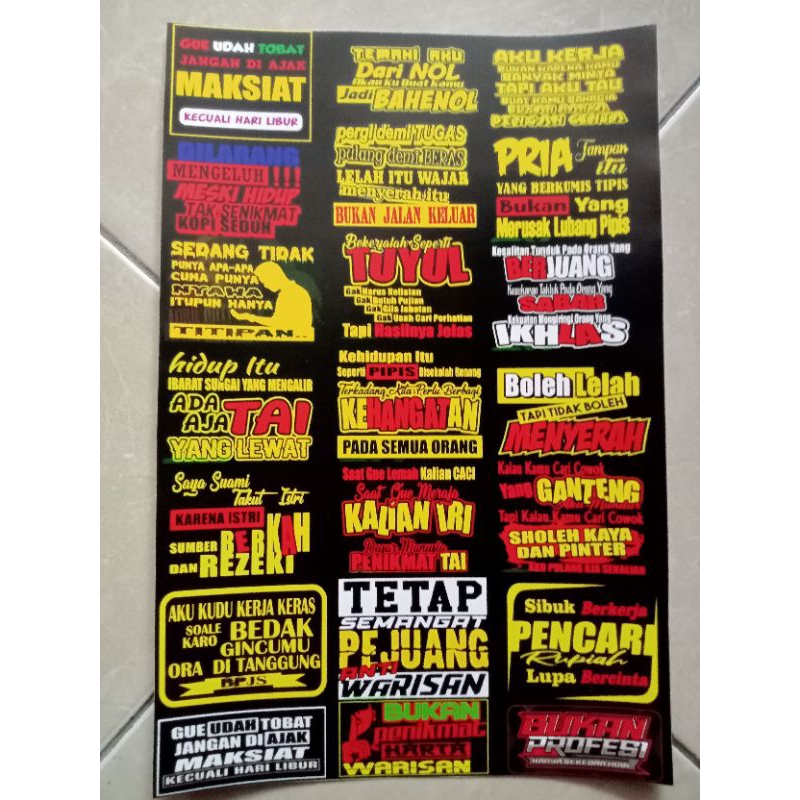 

STIKER KATA KATA | STIKER PACK | STIKER 1 LEMBAR | STIKER VYNIL | STIKER ANTI AIR