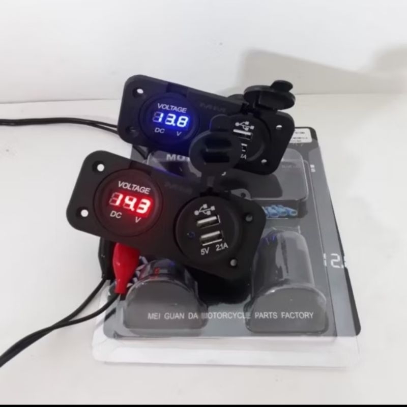 voltmeter + charger hp nmax double usb