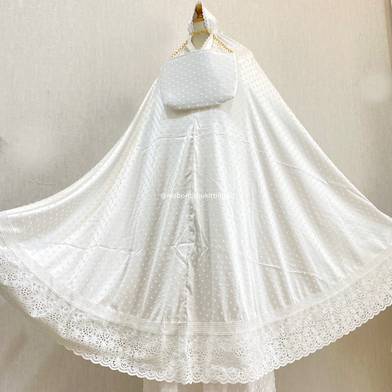 Mukena Sutra Bintik Renda Bordir Bukittinggi