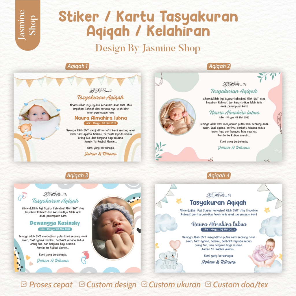 

Cetak Stiker/Kartu Tasyakuran Aqiqah, Stiker tasyakuran aqiqah Custom, Stiker Aqiqah
