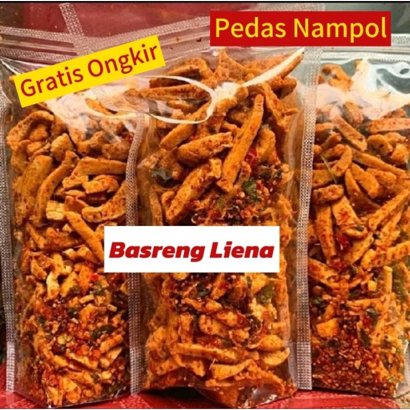 

Basreng pedas daun jeruk Liena/ cemilan viral basreng pedas nampol/ basreng 5 ribuan