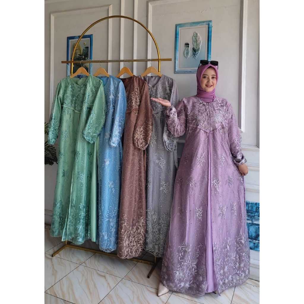 Gamis Wanita Aisyah Dress/ gamis Velvet brukat akar