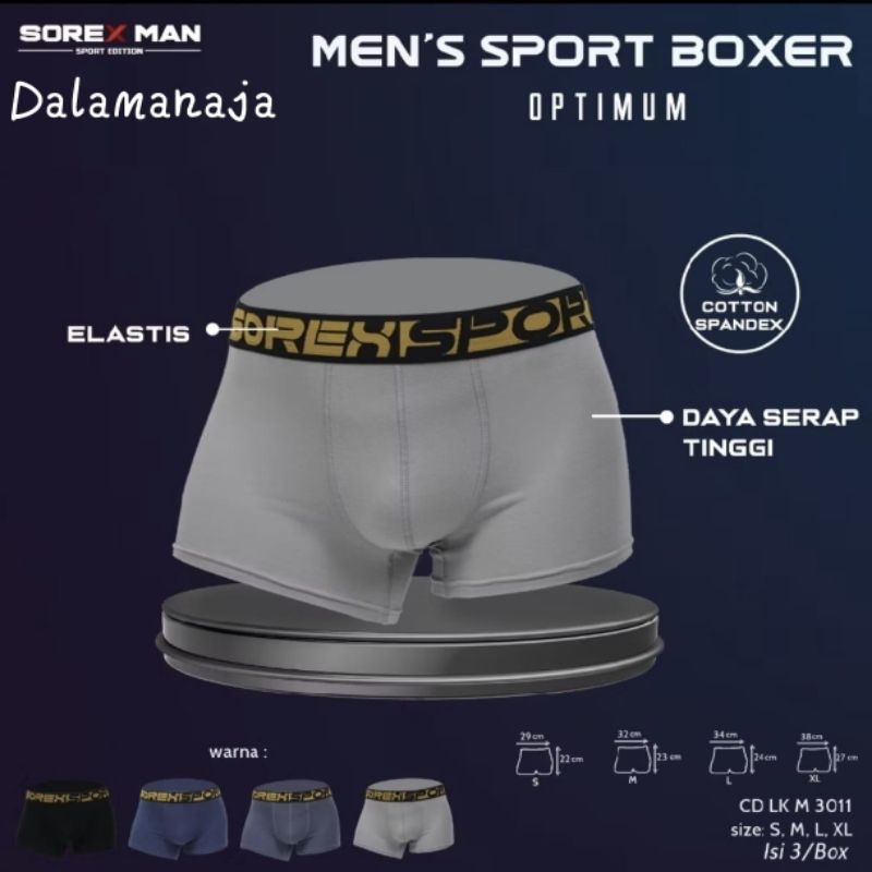 Sorex Man CD BOXER Pria KATUN Sport LK 3011 CD Optimum Katun - 1pcs Original