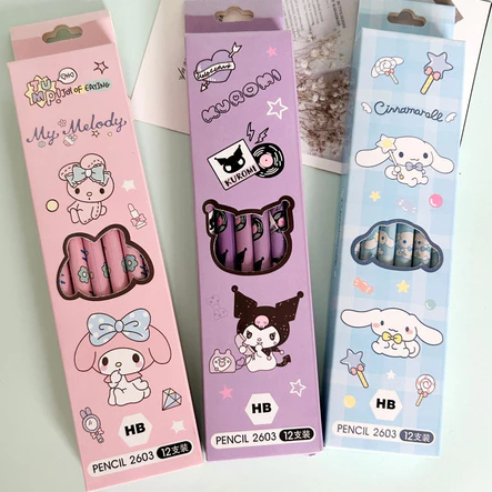 

Pensil HB Karakter Sanrio Box Isi 12 Pcs Kuromi Melody Cinnamorol