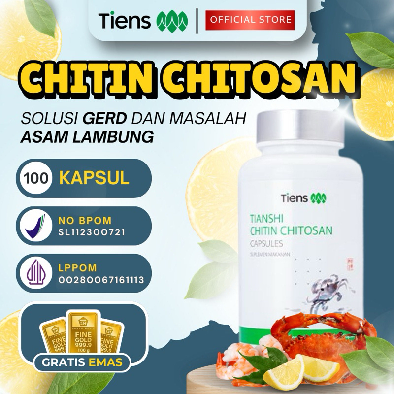 [ Pereda Gerd & Aslam ] Tiens Chitin Chitosan Capsules Original Alami isi 100 Kapsul (Segel) Bpom Ha