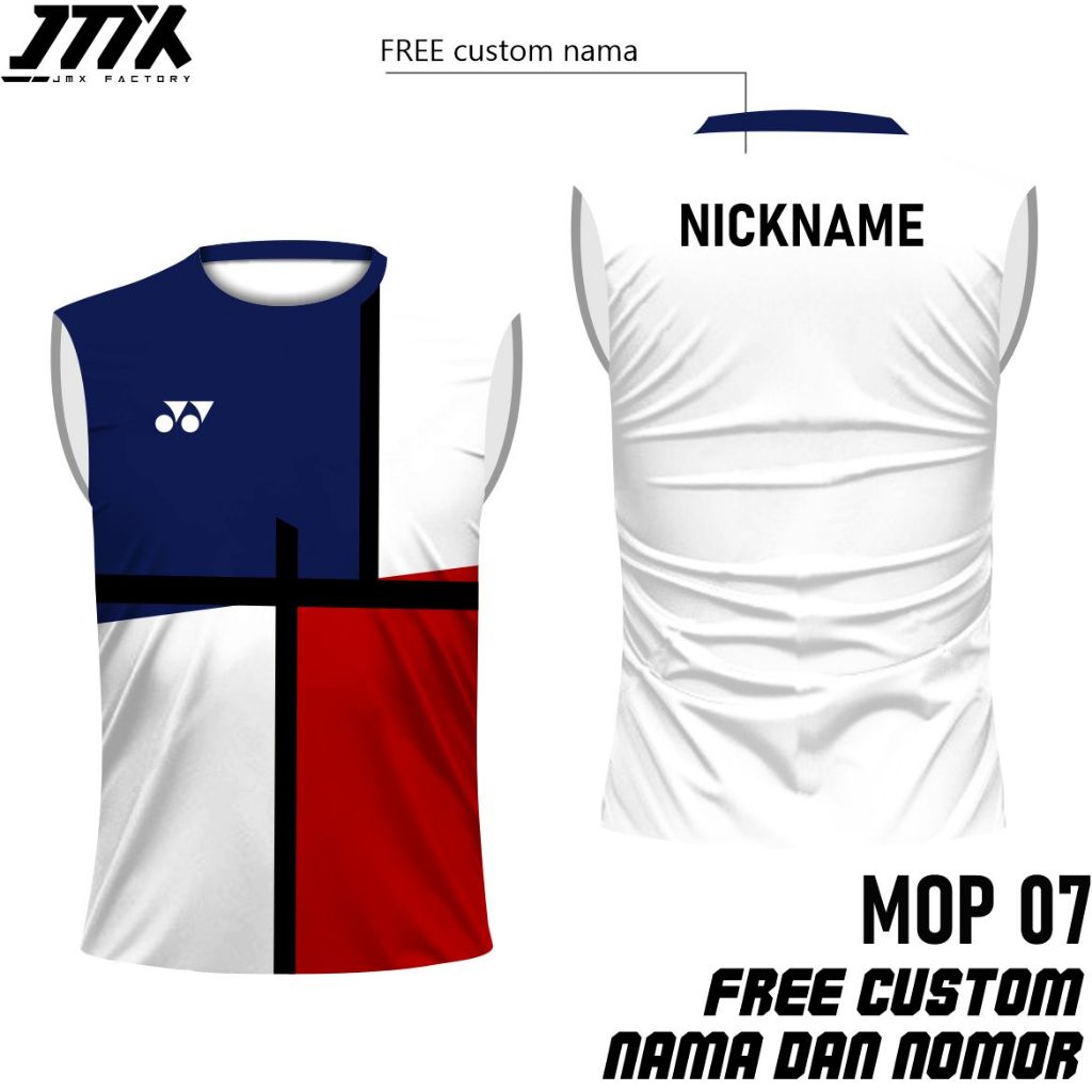 jersey badminton singlet kaos bulu tangkis free custom nama mop 07
