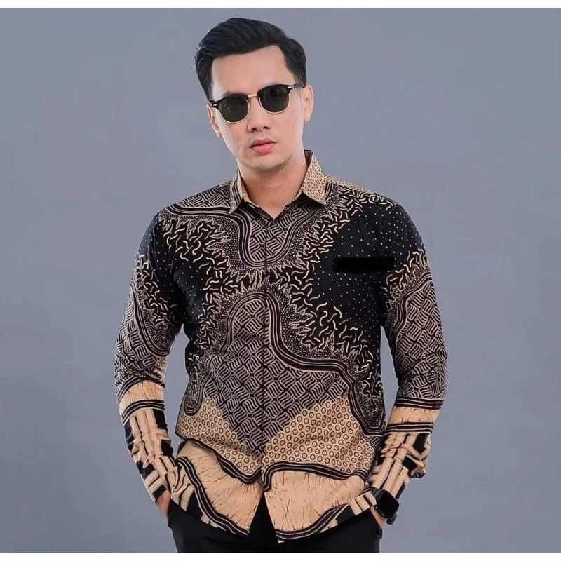 Parikesit Batik Slimfit Baju Batik Pria Cowok Dewasa Lengan Panjang Kemeja Atasan Premium Anak Muda 