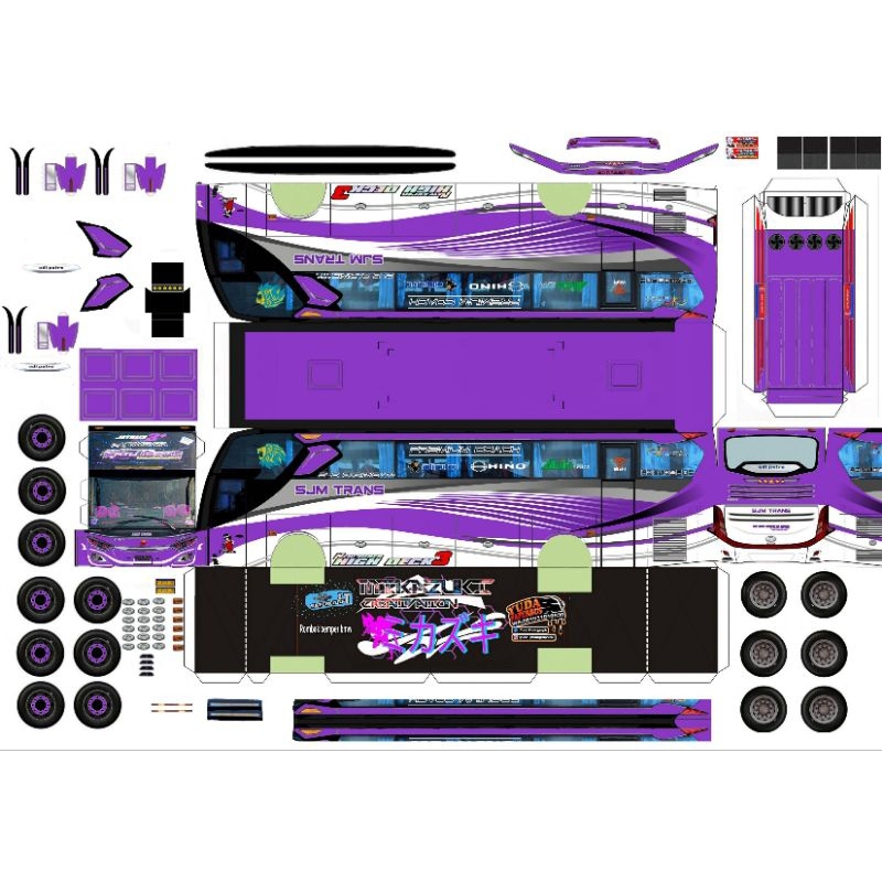 lembaran papercraft bus sjm trans skala 50