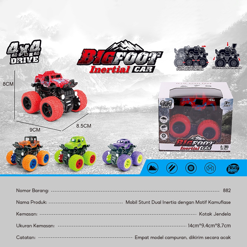 

OHSOME - Mainan Anak Mobil Monster Jeep Mobil Bangunan Off Road 1:36 4 Wheel 4x4 Drive 360 / Diecast