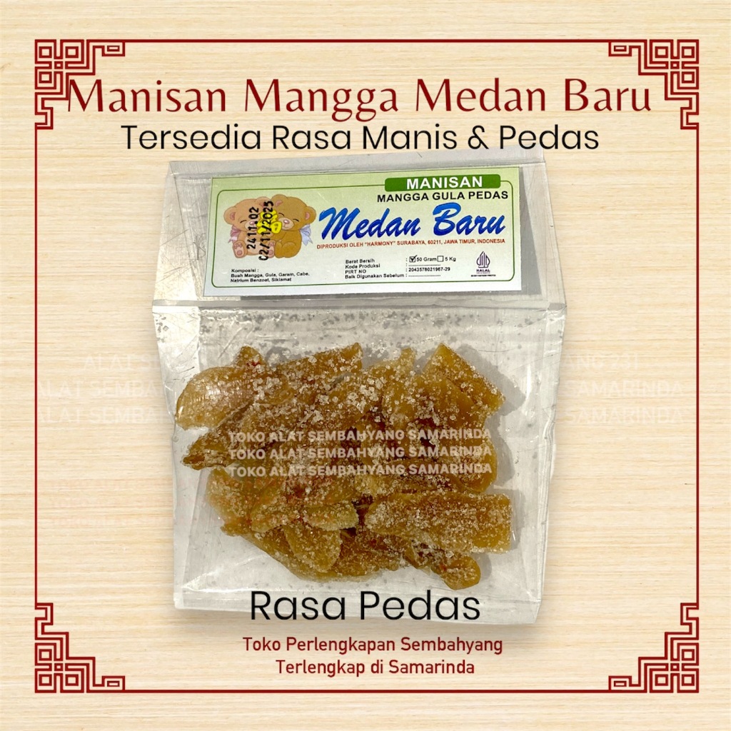 

Manisan Mangga Cap Medan Baru / Varian rasa Manis dan Pedas / Pack isi 10 pcs