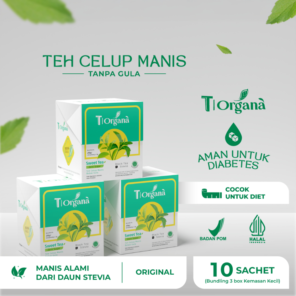 

T|Organa - Teh Stevia Teh Manis Tanpa Gula Bundle 3 Box Isi 10 Tbag
