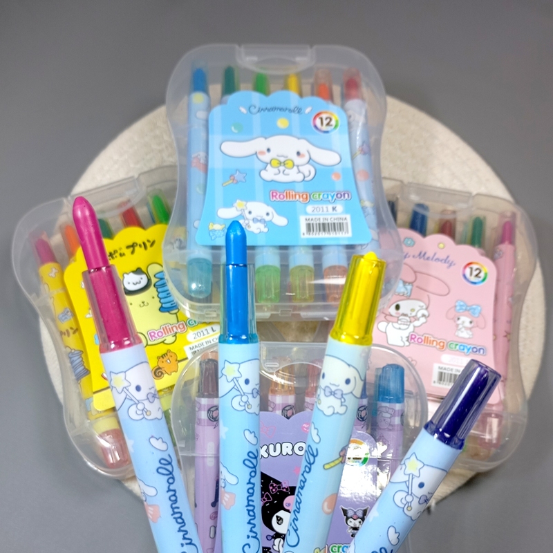 

TAO Rolling Crayon Set with case Krayon Putar isi 12 motif Sanri*