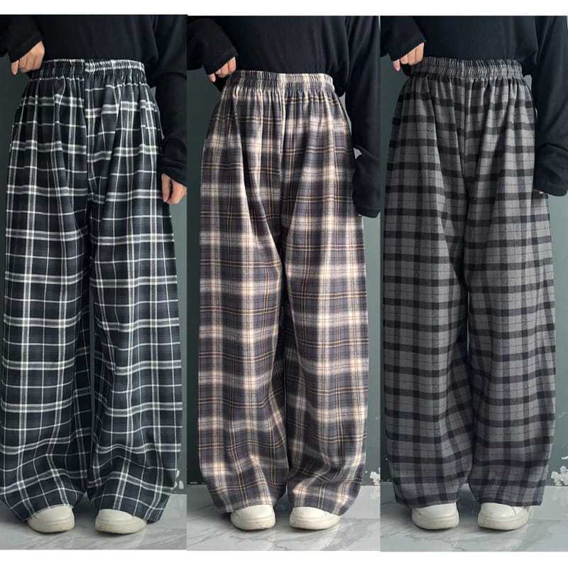 Celana Flanel KALLYOUTFIT Celana Tartan Kotak