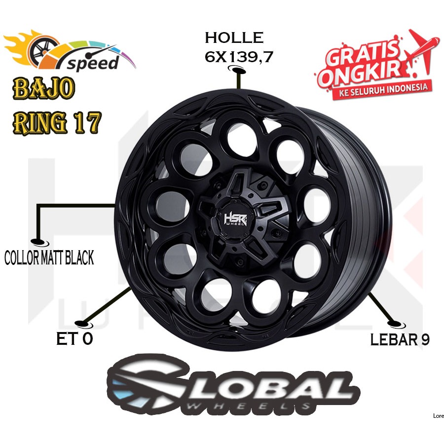 Velg Mobil Semi Offroad Ring 17 HSR Bajo Buat Pajero Fortuner Hilux Triton Terano