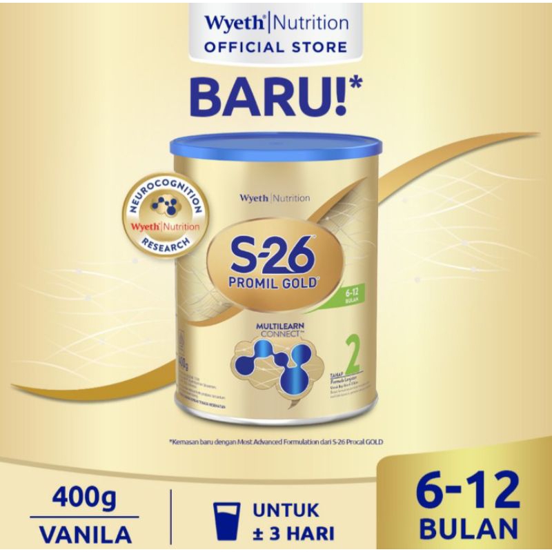 

S-26 Promil Gold Tahap 2 Susu Formula Bayi 6-12 Bulan 400 g