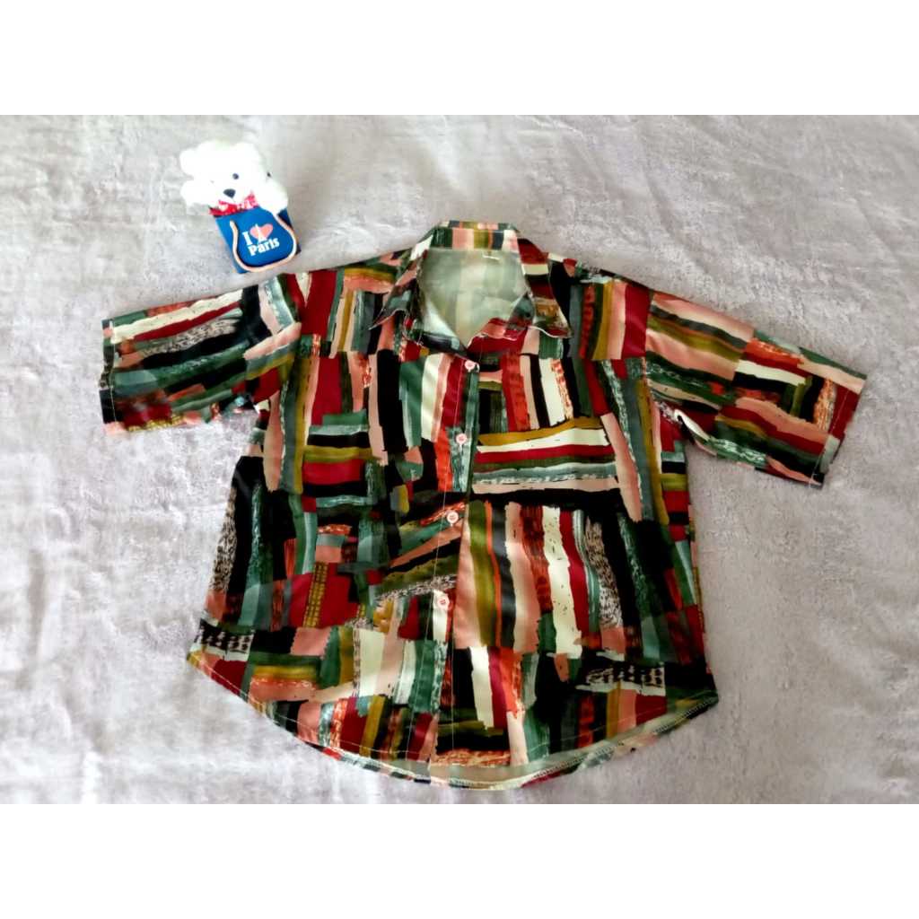 Kemeja wanita garis-garis warna warni(Pre-Loved)