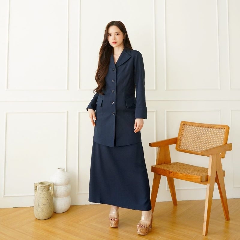 Blazer Navy & Abu Tua Semi Tunik