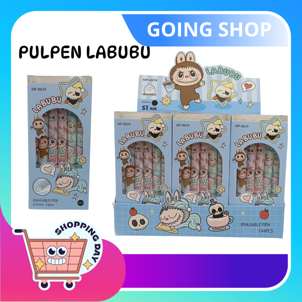 

[ GS ] [ 12pcs ] PULPEN GEL HAPUS ERASABLE PENA PULPEN MOTIF LABUBU