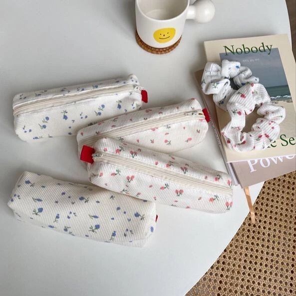 Tempat Pensil Korea Bunga Import / Tempat Pensil Aesthetic Estetik Lucu / Tepak Pensil / Pencil Case