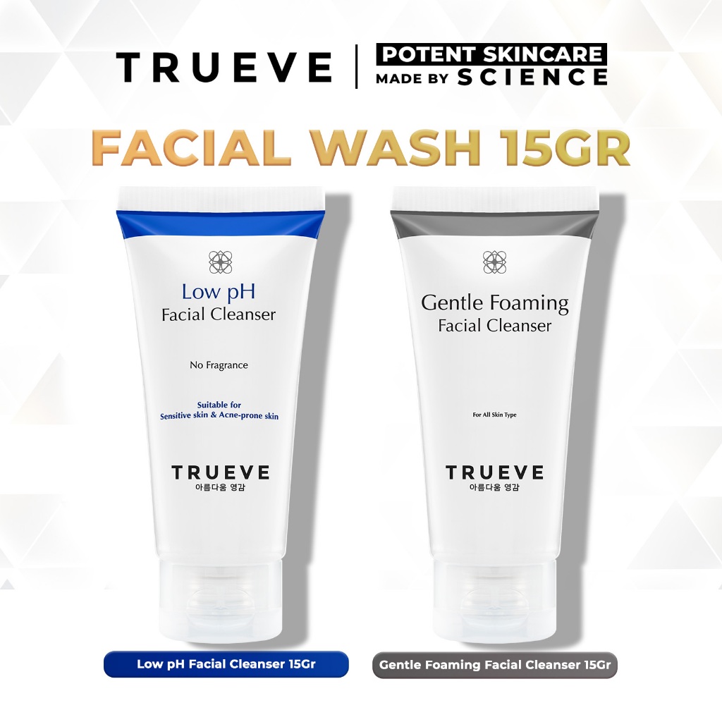 TRUEVE Travel Size Facial Cleanser 15g - Face Wash Low pH , Gentle Foaming Cleaning (Niacinamide + C