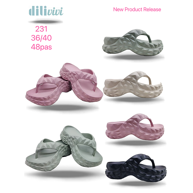 Sandal jepit Wanita bawah tebal berlian durian warna solid yang lembut Uk.36-40