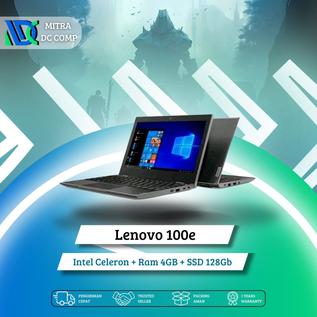 Laptop Lenovo 100e Intel Celeron N4100 RAM4GB SSD256GB murah bergaransi